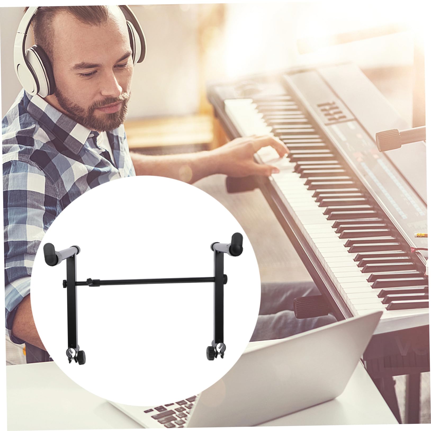 NULYLU Stable Electronic Organ Keyboard Rack Double Tube Keyboard Stand Height Adjustment