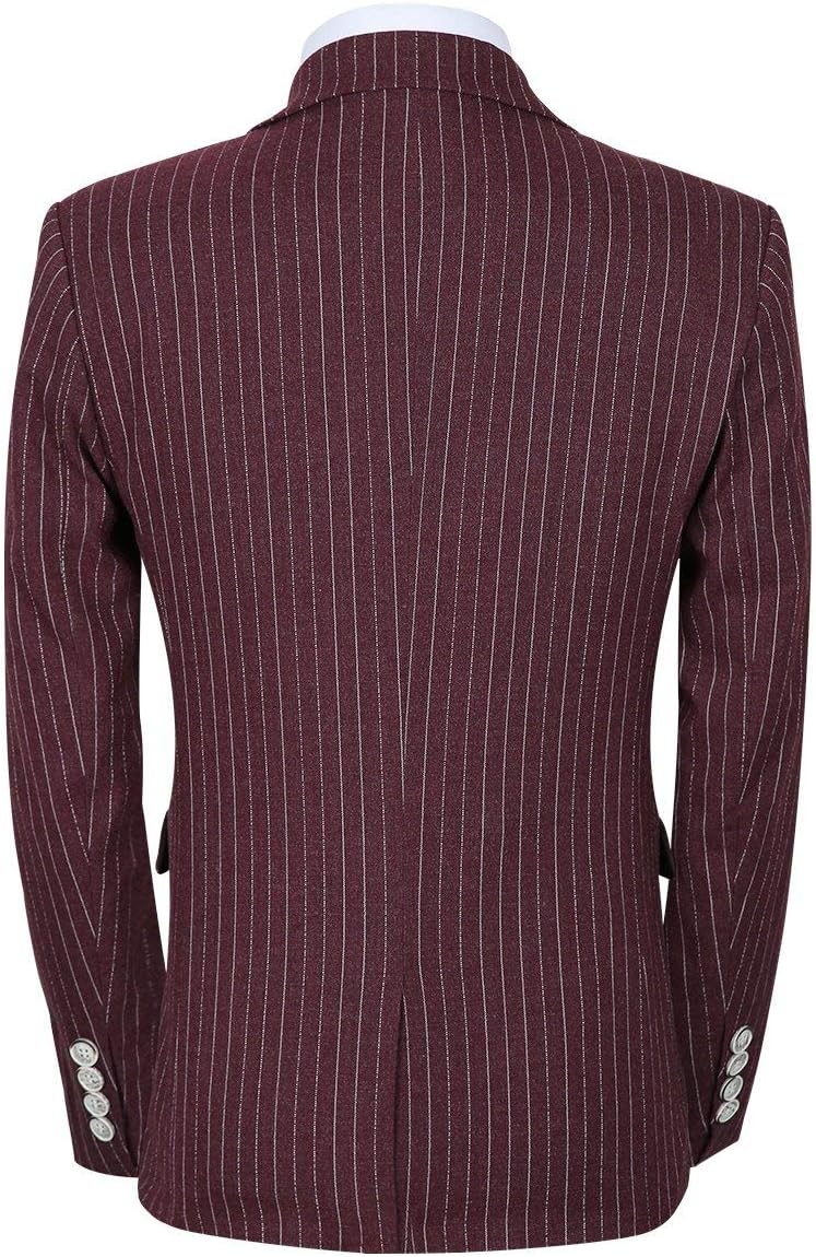 QZI Men's Stripe Suit Notch Lapel Jacket One Button Three Pieces Set Party Tuxedo