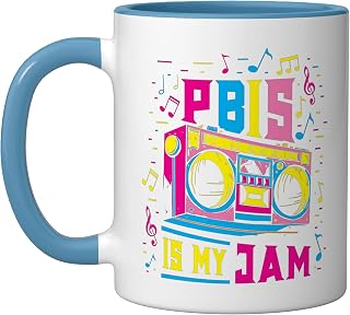 PBIS Is My Jam Positive Behavior Interventions Supports Ceramic Mug, Blue/White