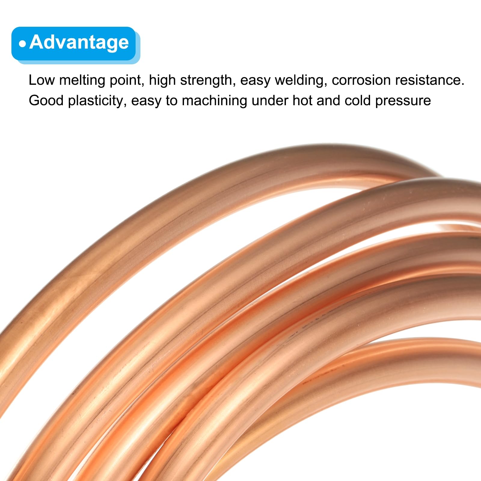 QUARKZMAN Tubo de Cobre 3/8" OD x 9.8 Pies 1/32" T Tubo Flexible de Refrigeración sin Costuras de Metal Hueco Suave para Acondicionadores de Aire, Refrigeradores y Otros Equipos