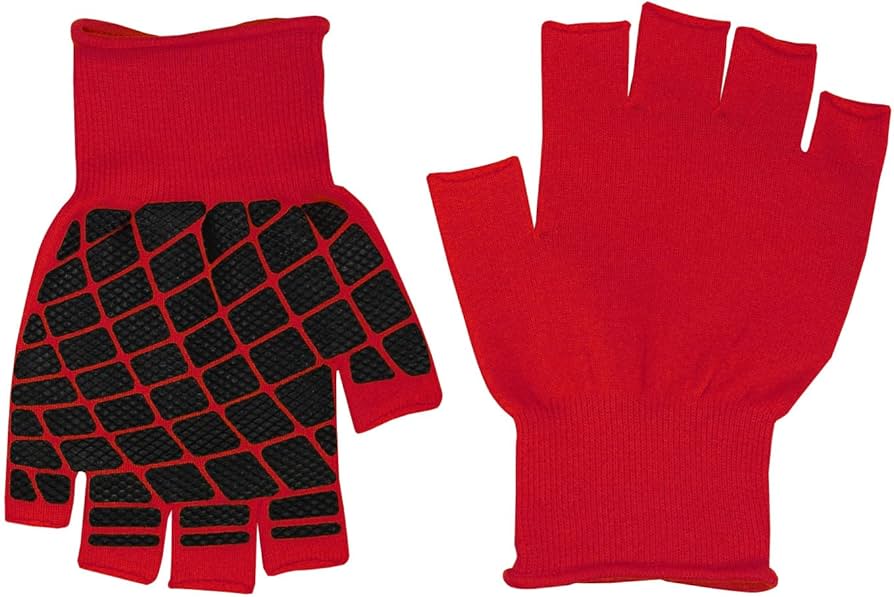 Amazon.co.jp: 福徳産業 すべり止め 軍手 作業用手袋 5本指出し 赤 L 1