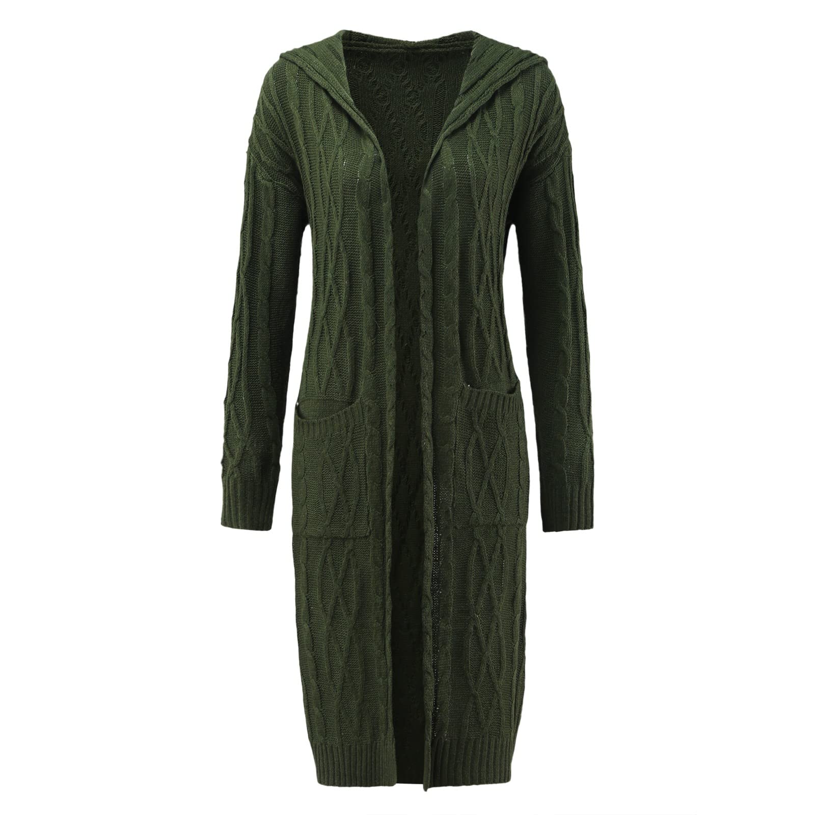 Gilets Femme Cardigan Femme - Casual Manteau Top Hiver Solide Tricoté Lâche À Capuche Manteau Long Cardigan Pull Poche Manteau Hiver Chaud Manteaux