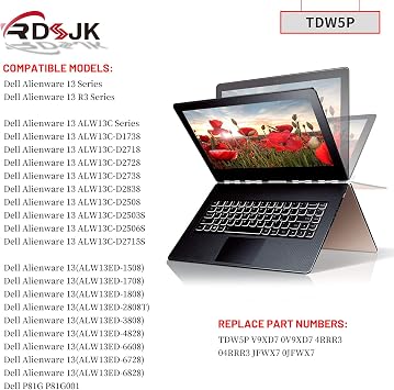 TDW5P Laptop Battery for Dell Alienware 13 R3 ALW13C Series ALW13C-D1738 D2718 D2728 D2738 D2838 D2508 D2503S D2506S D2715S V9XD7 0V9XD7 0JFWX7 4RRR3 04RRR3 15.2V 76Wh