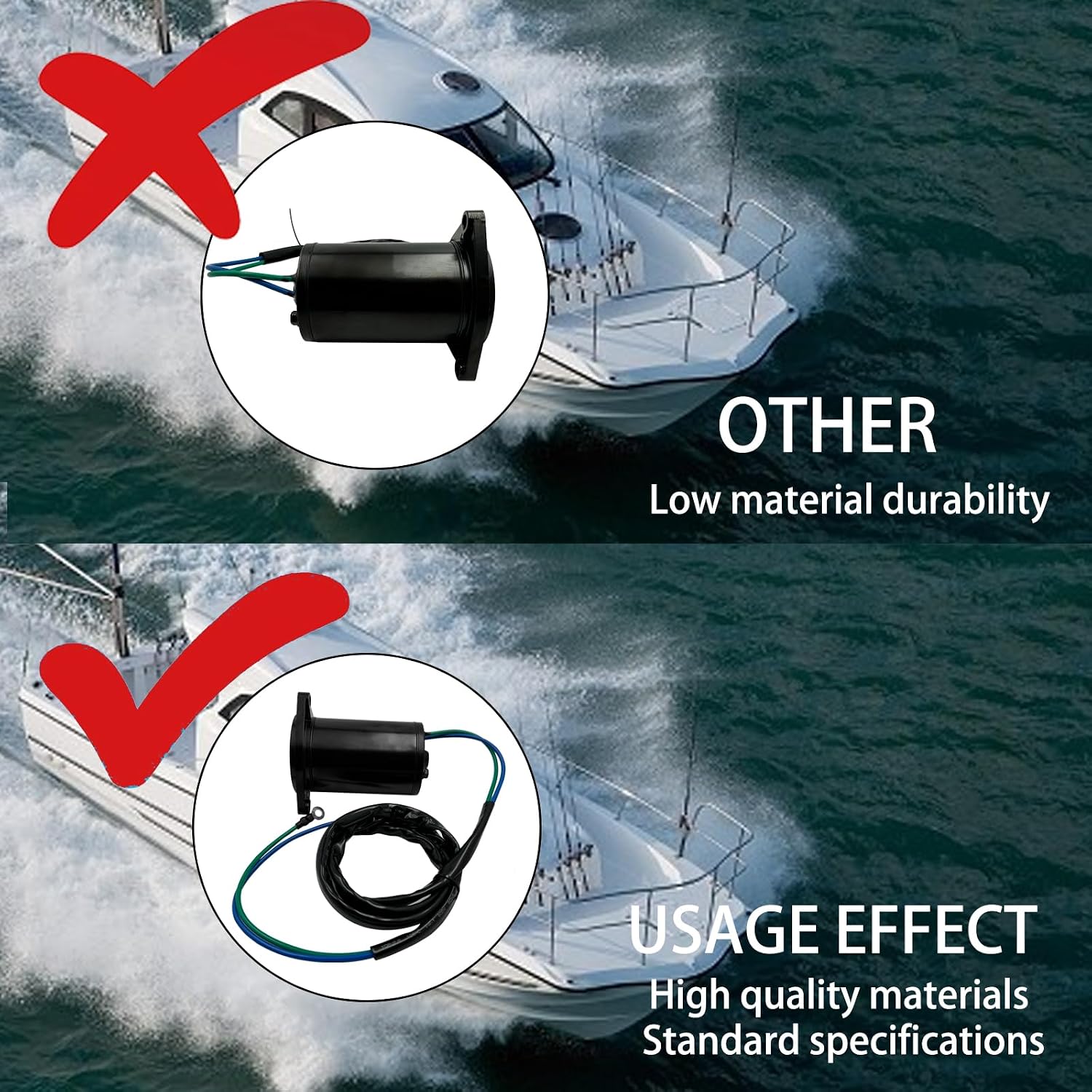 Electrical Power Tilt Trim Motor Compatible with Yamaha Outboard 40HP 50HP 60HP 70HP 80HP 90HP 2Stroke Replace 6H1-43880-02-00 6H1-43880-02 6260 18-6781 PT602NM