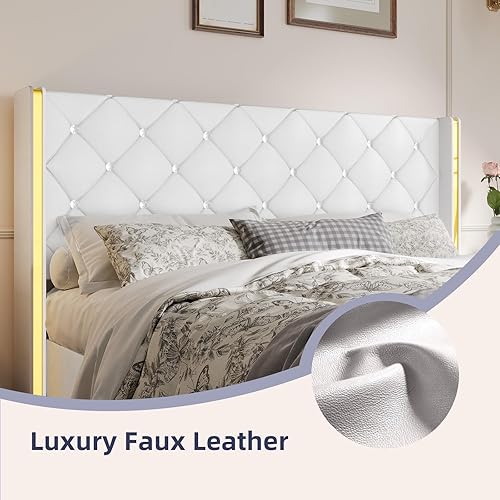 Miniatura 3 de Base de cama individual con cabecero, marco de cama individual con diseño capitonado de diamante, cama de plataforma tapizada con respaldo de alas,