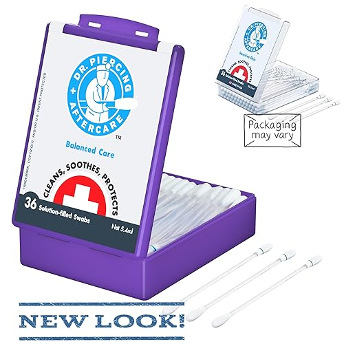 Miniatura 2 de Dr. Piercing Aftercare Hisopos de solución salina  Limpiador de perforación de oído, lavado de heridas salinas, solución salina estéril para