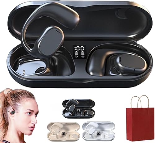 EZGHAR Auriculares Bluetooth para colgar en la oreja, auriculares Bluetooth inalámbricos para colgar, auriculares no intrauditivos con micrófono,