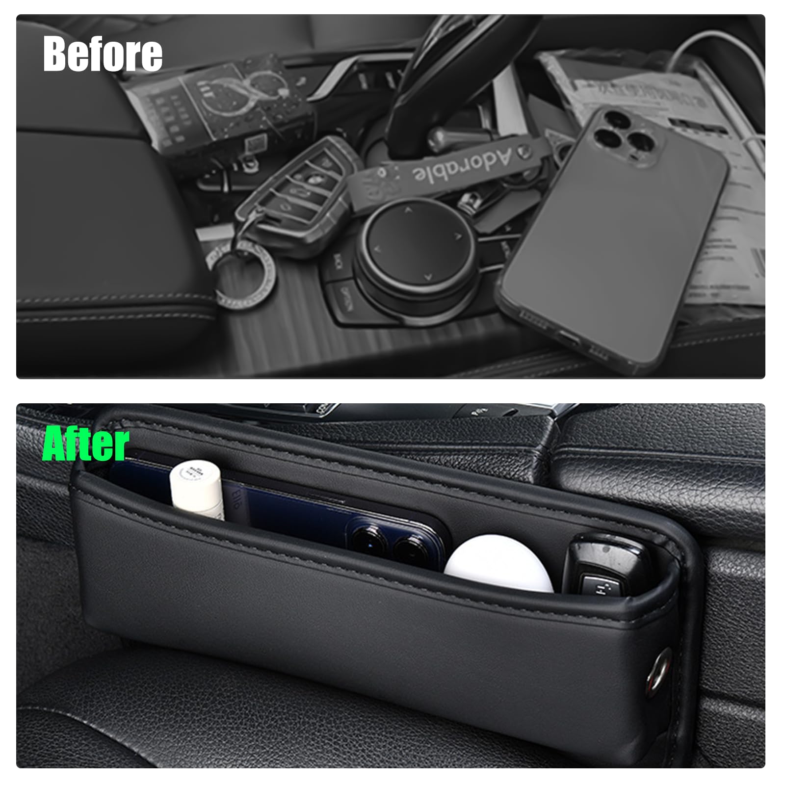 2 Piezas Caja de Almacenamiento para Asiento de Coche, Organizador Gap Asiento Coche, Organizadores de Asientos para Automóviles, Organizador para El Hueco Del Asiento Del Coche para Teléfonos Móviles