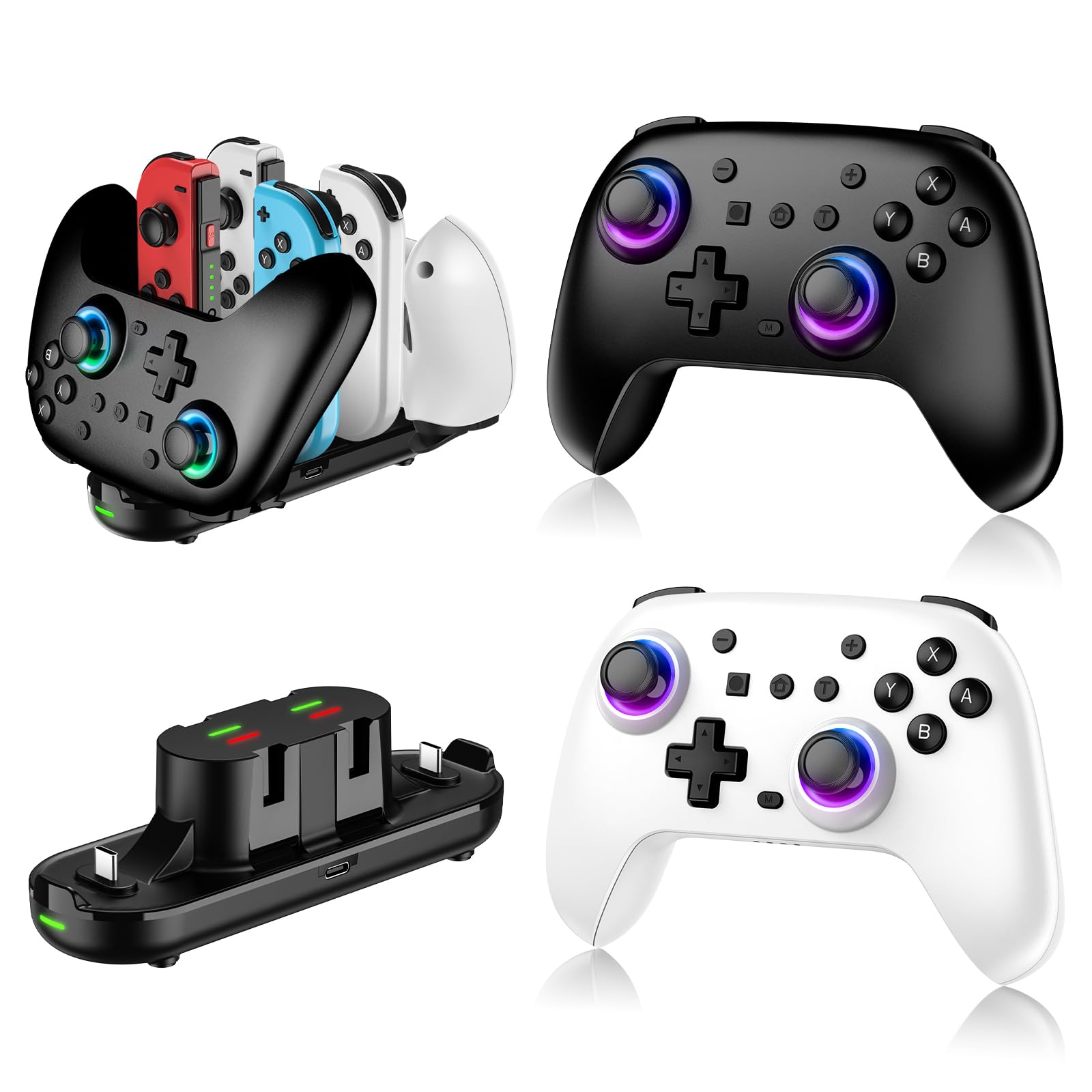 Amazon.co.jp: Switch コントローラー 2セットブラック+ホワイト +6in1