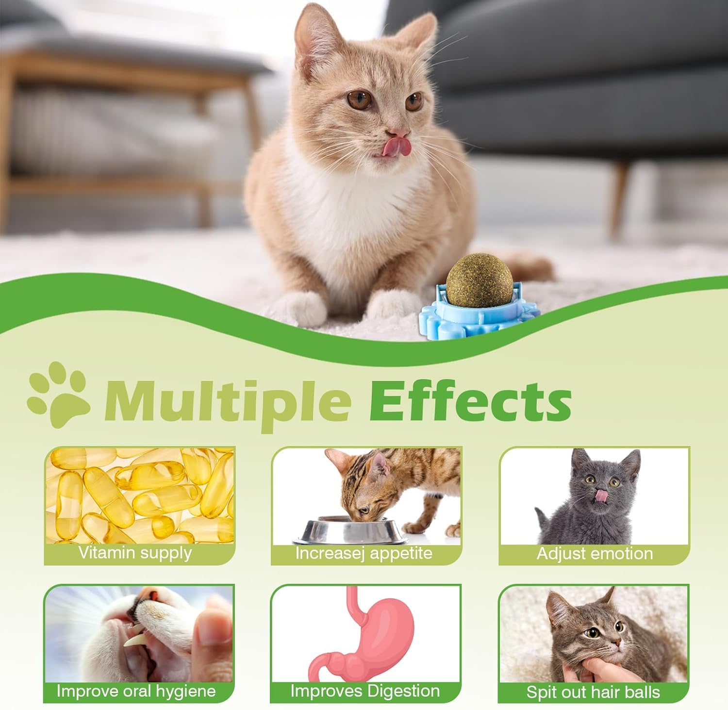 Estivo 360° Catnip for Cats Wall Catnip Rollerball Licking Ball Cat Nips Mint Magic Cat Stick on Wall Crack Balls Lickable Play Chew Teeth Cleaning Pet Chew Indoor Outdoor(Pack of 1)