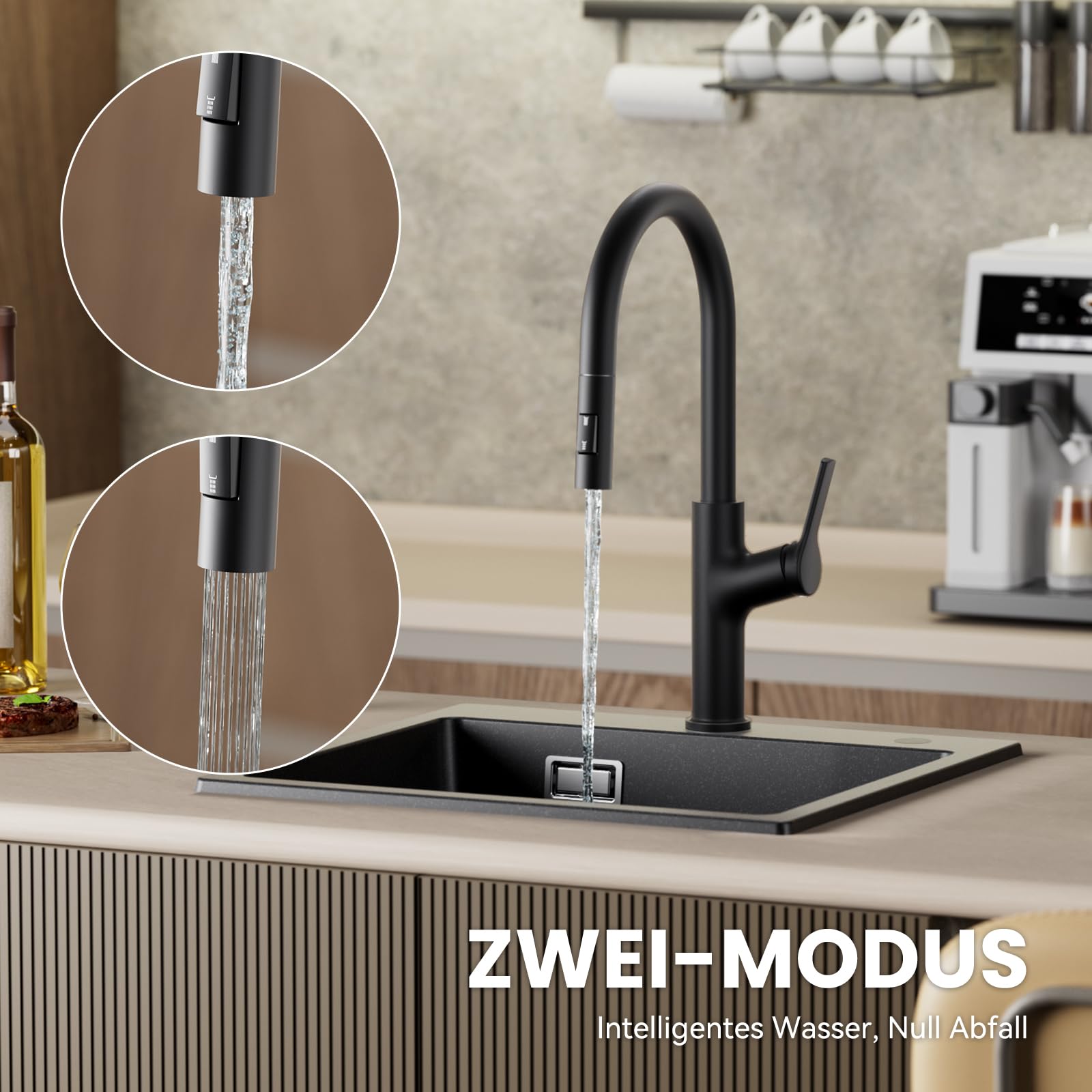 CECIPA Wasserhahn Küche Ausziehbar, Hochdruck Küchenarmatur