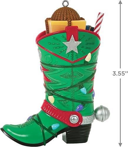 Miniatura 5 de Hallmark Keepsake Adorno navideño 2021, botas de vaquero con luces para arrancar