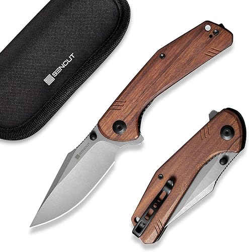 SENCUT Actium - Cuchillo de bolsillo plegable mango D2 de 346 pulgadas mango G10 cuchillo abatible con bloqueo de forro con rodamiento de bolas de