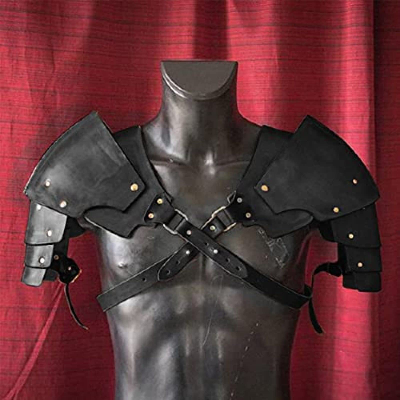 Średniowieczne steampunkowe naramienniki, regulowane ochraniacze ze sztucznej skóry, wielowarstwowe skórzane ochraniacze na ramię, wikingów, wojownik, gladiator, samuraj, rycerz, bitwa, rekwizyty na