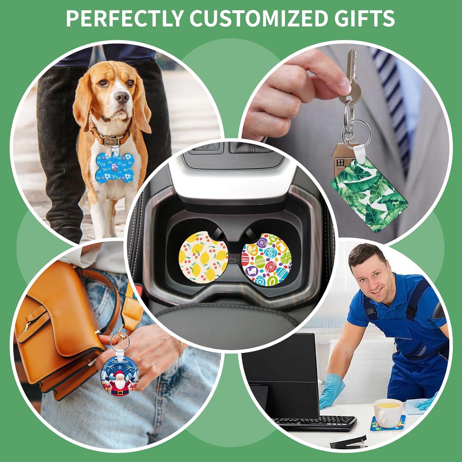 114Pcs Sublimation Blanks Products, Sublimation Blanks Set Including DIY Blank Makeup Bag, Keychain, Earring, Pillow Cover, Mouse Pad, Coaster, Garden Flag for Sublimation Transfer Easter Craft - Image 4