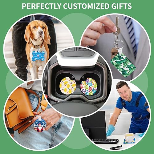 Miniatura 4 de 114 piezas de productos en blanco de sublimación, juego de espacios en blanco para sublimación, incluye bolsa de maquillaje en blanco, llavero,