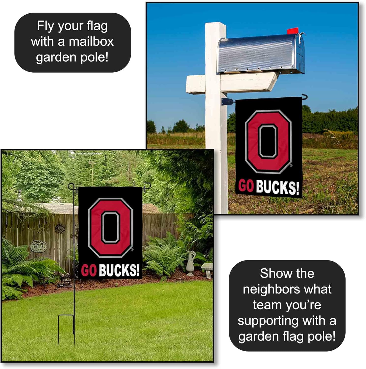 College Flags & Banners Co. Ohio State Buckeyes GO BUCKS Garden Flag - Image 4
