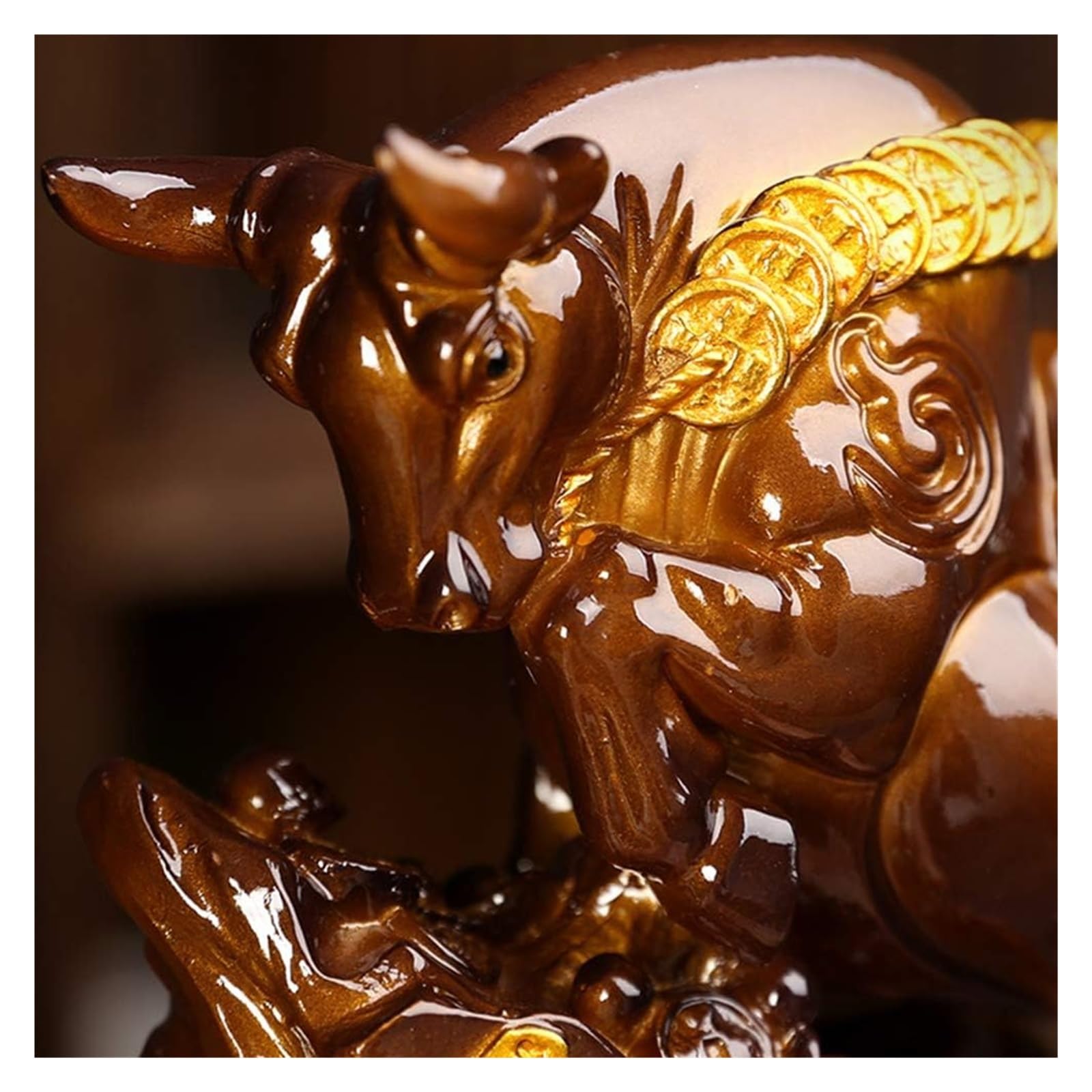 Decoración de Estatua Caballo, Escultura Mascota té, Bandeja, decoración Escritorio for el hogar(Gold)