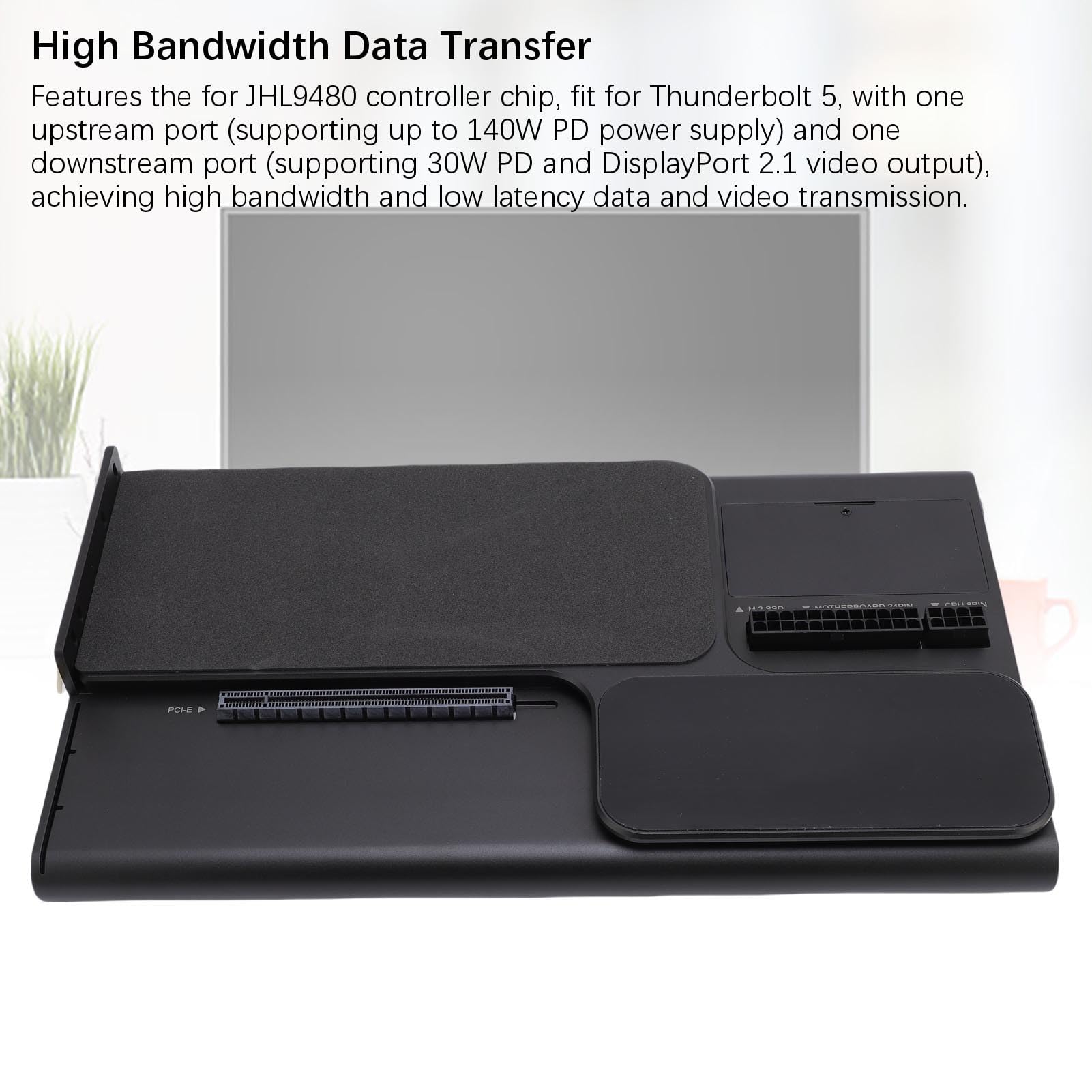 Asixxsix Dock Station GPU Esterna, Supporto Scheda Grafica NV, Slot PCIe×x16, Supporto PCIe 4.0 X4, PD 140 W, Thunderbolt 5, Slot per Disco Rigido M.2, Interfaccia USB 3.2