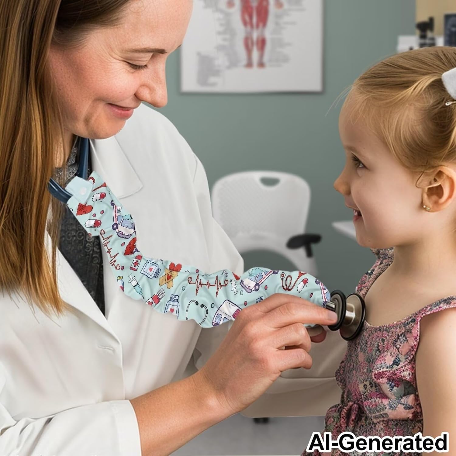Classic Style Stethoscope Cover Scrunchie with Elastic Bottom Snaps 1 Piece Stethoscope Sleeve for Women Men Stethophone Neck Wrap for Nurse Doctor Gifts