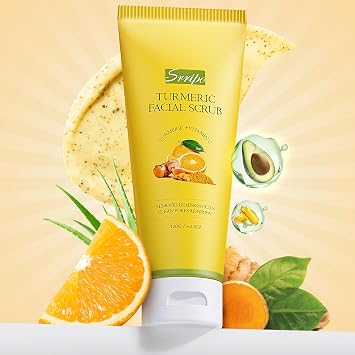 Revitalizing Exfoliation Face Scrub with Vitamin C and Turmeric Gentle Exfoliating Face Wash for Blackheads, Pore Dirt & Dark Spots Acne Control Facial Scrub for Oily & Acne-Prone Skin, 4.23 Fl Oz