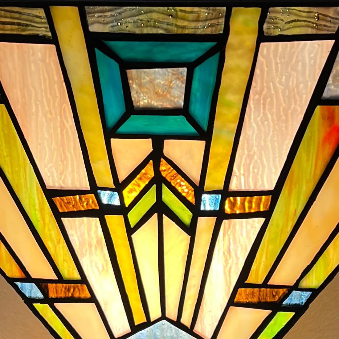 70" Tiffany Torchiere Floor Lamp - Antique Mission-Style Stained Glass Corner Standing Light for Living Room, Bedroom & Home Office