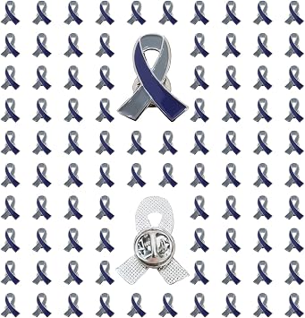 Diabetes Awareness Pins Gray & Blue Ribbon Ename Lapel Pins Diabetes Awareness Supplies 100