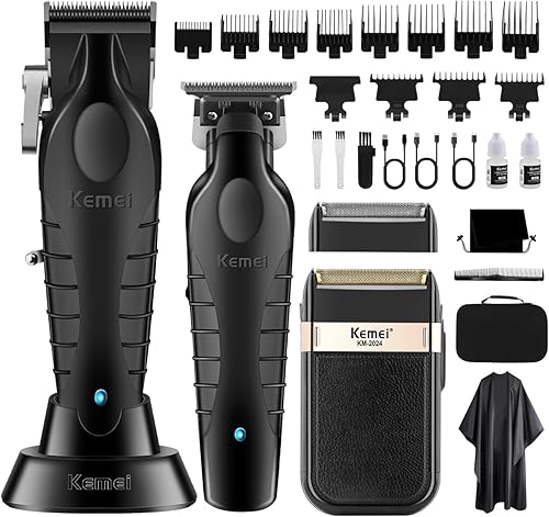 KEMEI Cortadora de pelo profesional, cortadora de barba, juego de afeitadora eléctrica para hombres, cortadora de barba, cortadora de barba, kit de