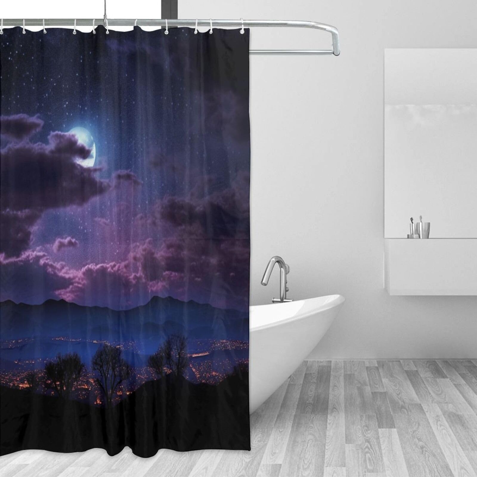 Rideau de douche imperméable ciel nocturne pour s'évader dans sa salle de bain chaque soir