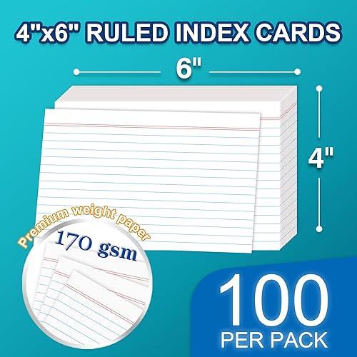 Miniatura 18 de H4D Estuche para tarjetas de índice de 3 x 5 con 100 tarjetas de índice y divisores de peso pesado, verde azulado