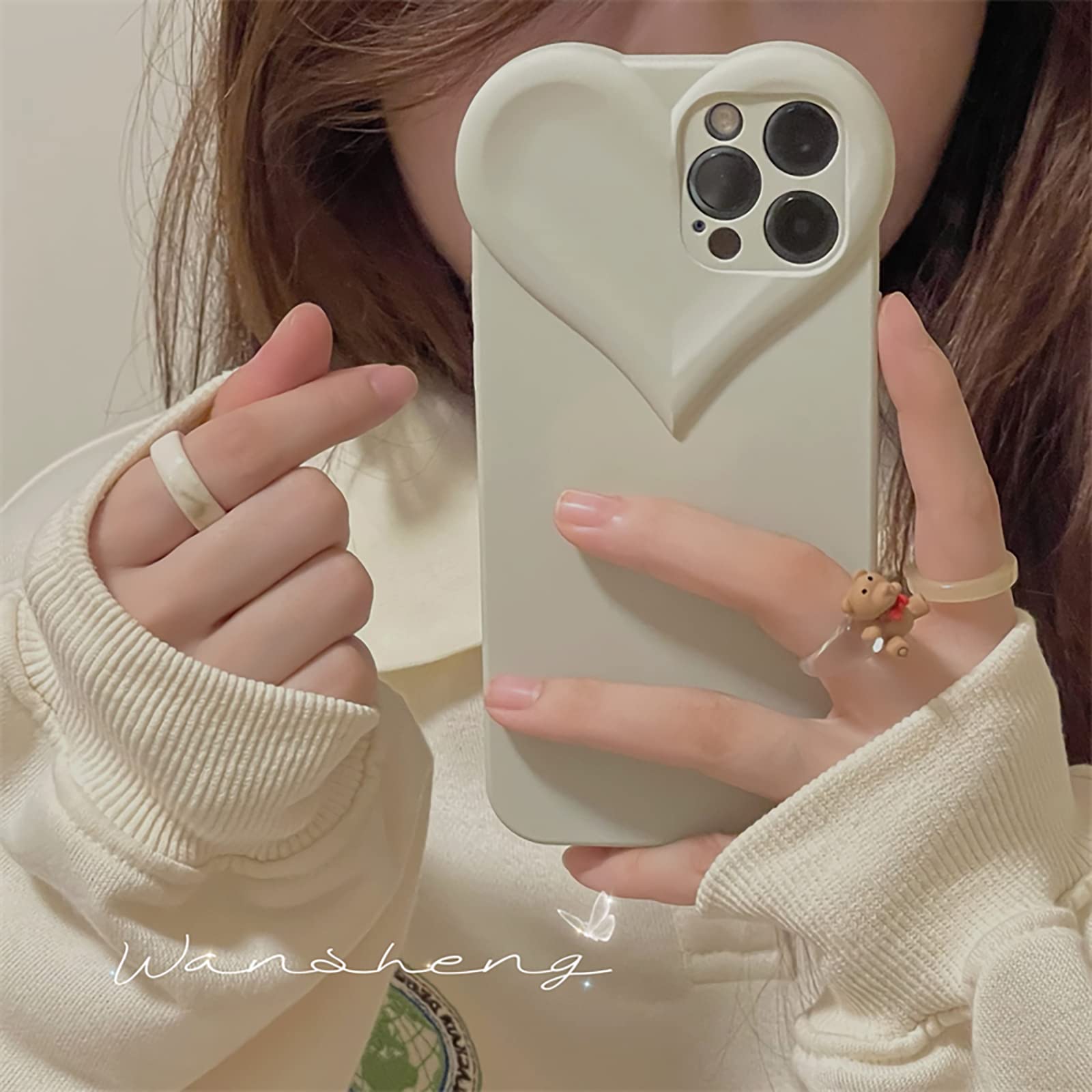 Ownest Compatibile con iPhone 13 Pro Max, Carina Custodia Rosa con Fiocco 3D Trasparente e Design Estetico Sottile, Protezione per l'Obiettivo della Fotocamera per Donne e Ragazze