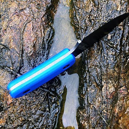 Watchman F015 Fixed Blade D2 Knives With Sheath,Full Tang Bushcraft Knife With Kydex Sheath Hunting Knife With Mircarta Handle For Camping, Survival, Fishing (Blue) #TOP2