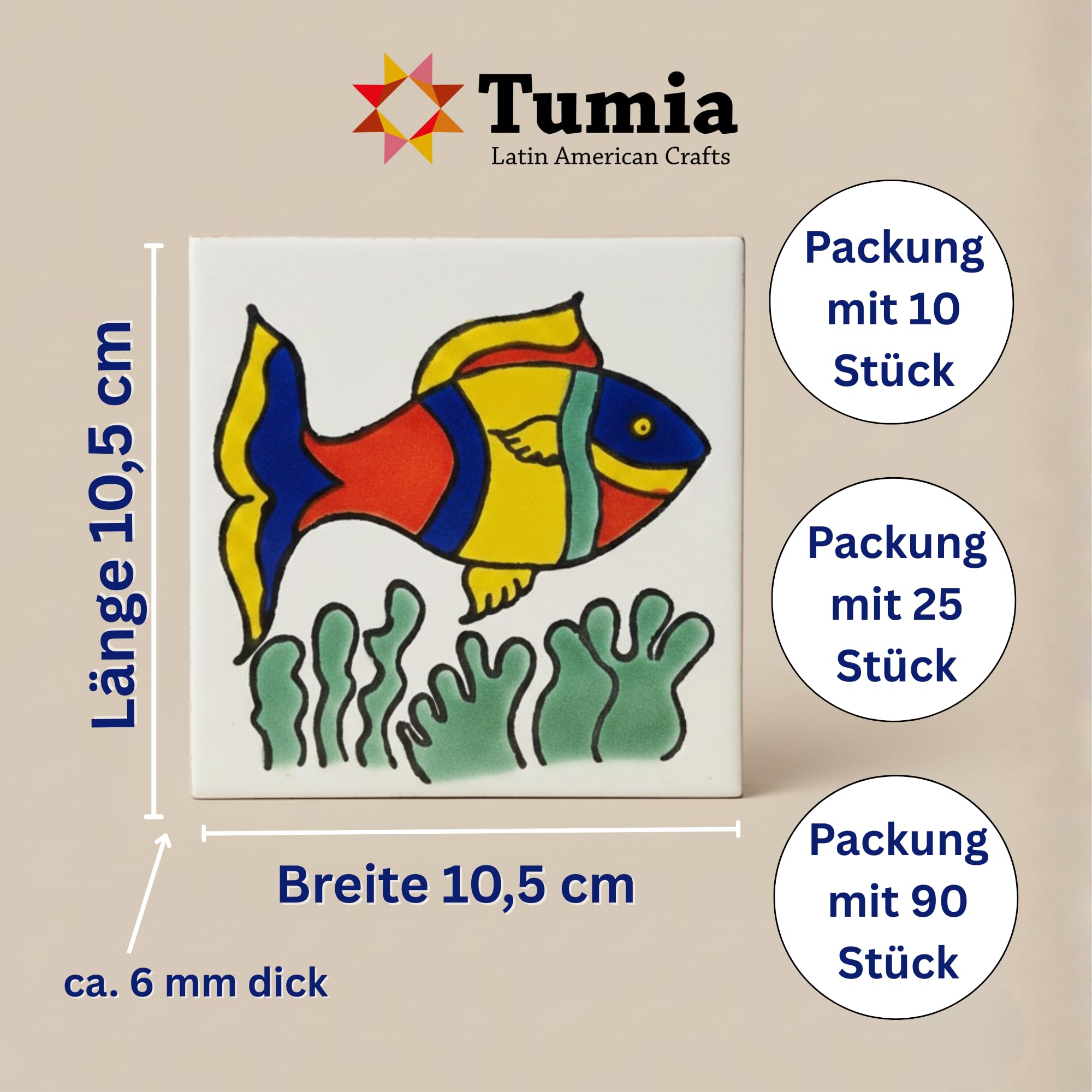 Tumia LAC Handgefertigte Mexikanische Talavera Fliesen Authentischer Stil Felix Keramikfliesen für Kunsthandwerk, Küchenrückwand, Wandfliesen und Heimwerker Projekte
