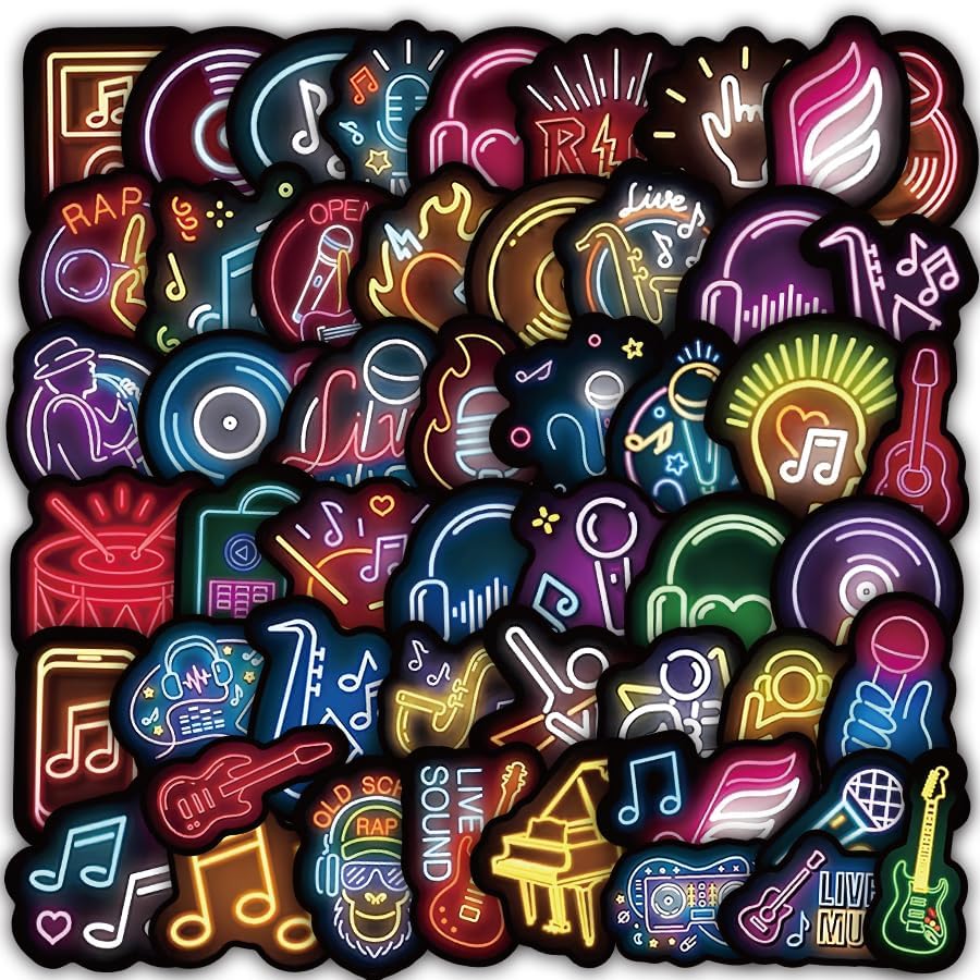 Hit Song Sticker Amazon.com: 50Pcs Neon Music Stickers, Band Stickers, Music Party ...