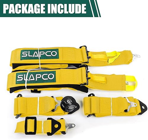 Miniatura 6 de BESTZHEYU Juego de arnés de seguridad de 5 puntos amarillo con almohadillas de hombro ultra cómodas, resistentes, universales, de poliéster, para