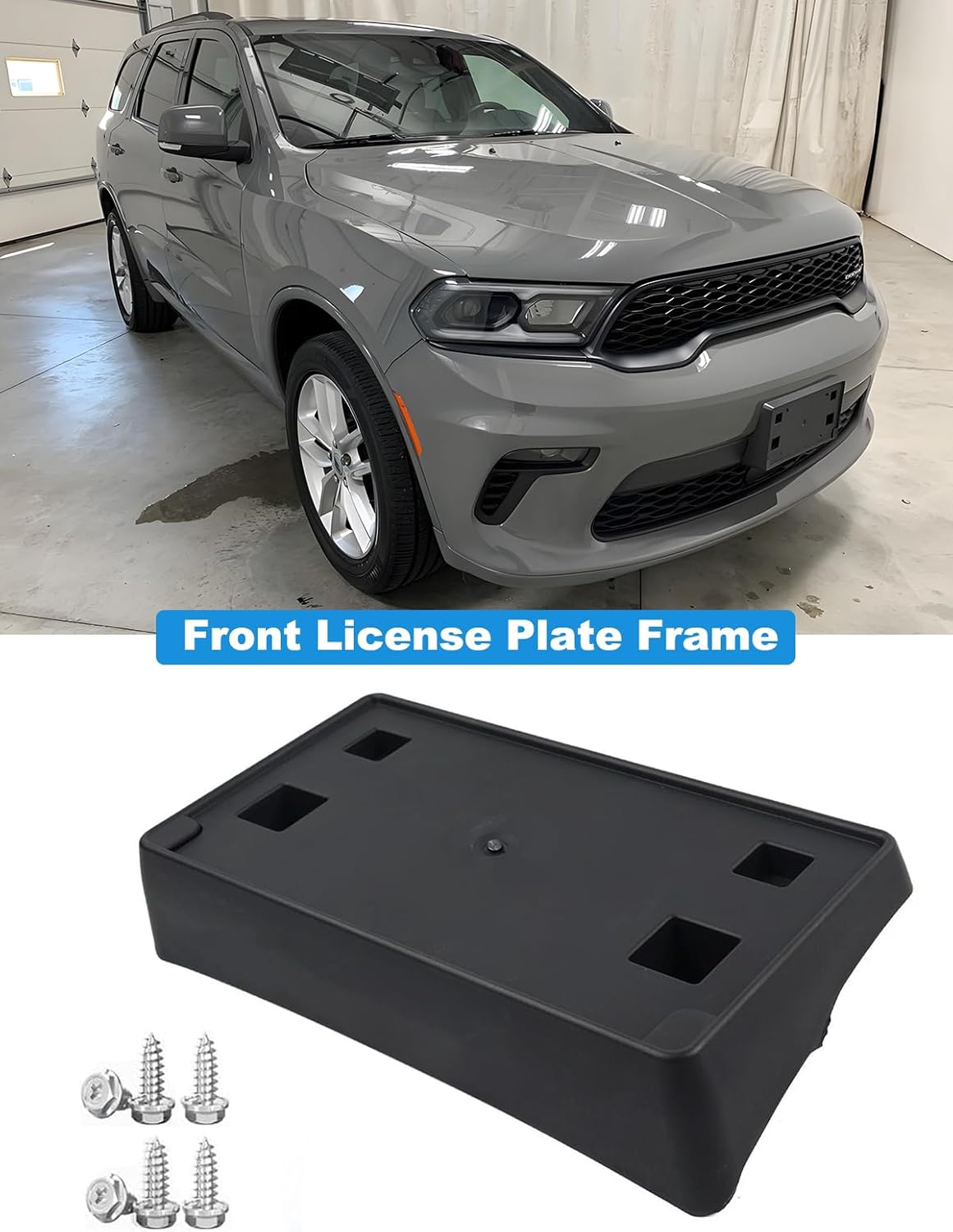 FASTCHE Front Bumper License Tag Plate Frame Bracket Holder Compatible with 2021 2022 2023 2024 2025 Dodge Durango Replace # 6UZ62RXFAA, 6UZ62RXFAB, CH1068162