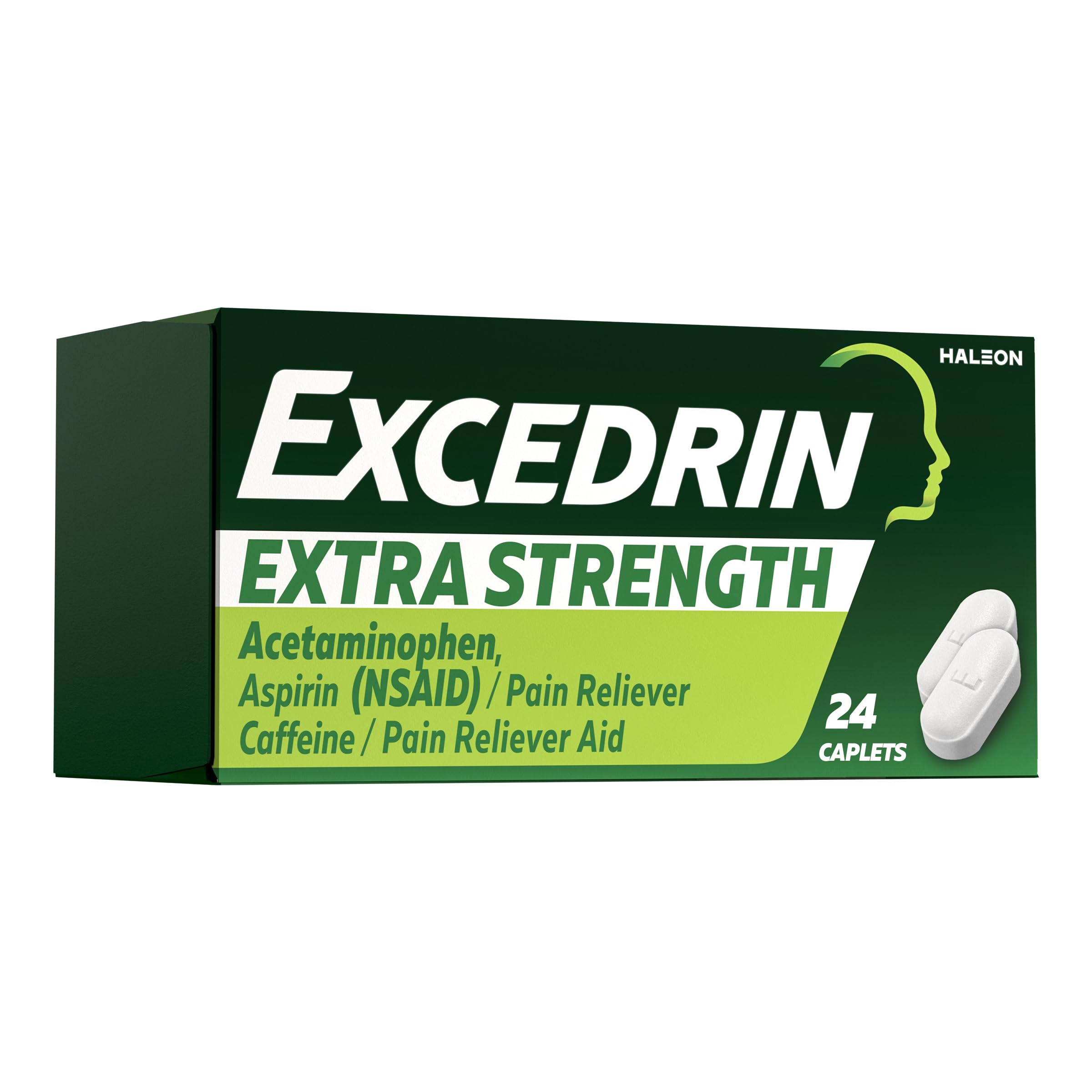 Extra Strength Caplets for Headache Pain Relief, Acetaminophen 250mg, Aspirin 250mg, Caffeine 65mg, Pain Reliever, 24 count
