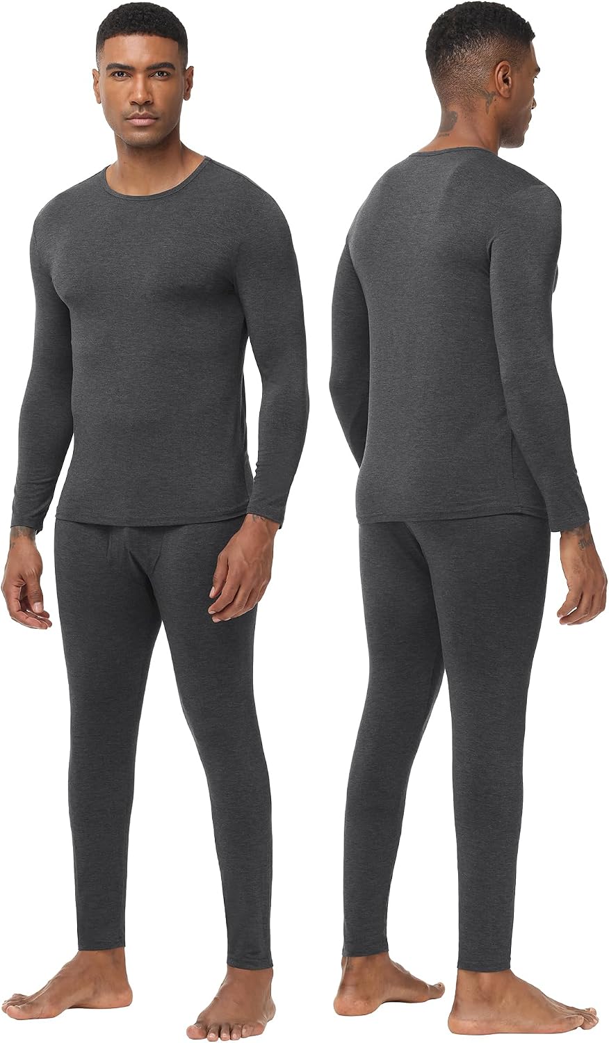 WiWi Thermal Underwear for Men Bamboo Viscose Long Johns Set Soft Warm Base Layer Lightweight Top and Bottom Sets S-XXL