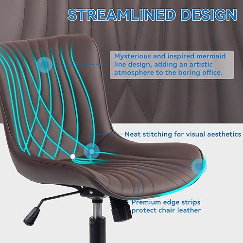 Miniatura 5 de Silla de oficina YOUNIKE, silla de escritorio sin brazos con ruedas, sillas de escritorio para ordenador de oficina en casa, silla de tocador