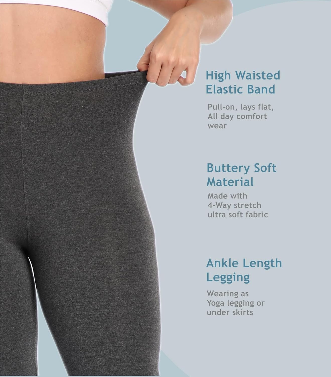 A-Wintage Women's Plus Size Ankle Length Leggings Buttery Soft High Waist Leggings Lightweight Workout Yoga Pants - Image 6