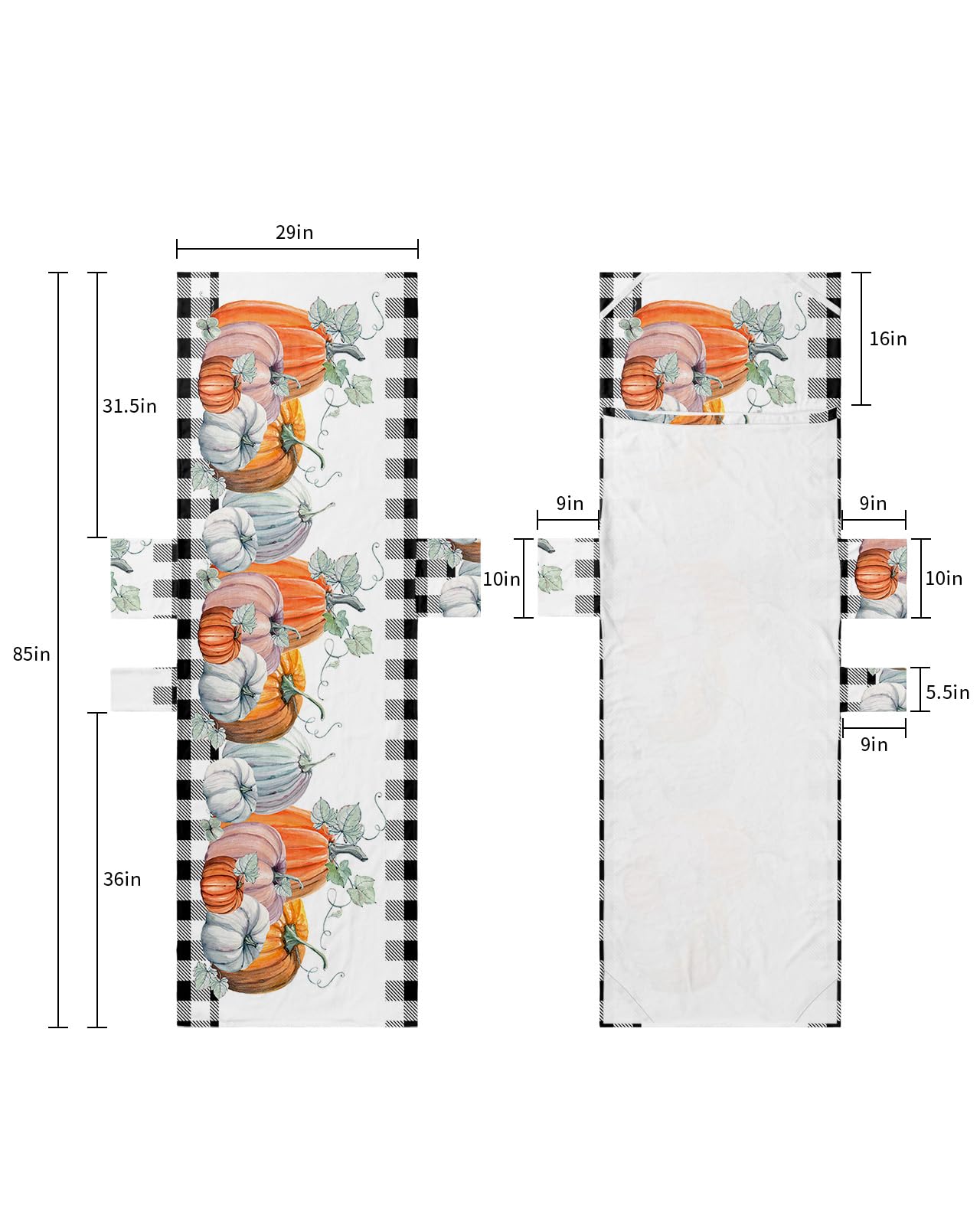 Thanksgiving Pumpkin, Beach Lounge Chair Towel Cover, Soft Chaise Lounge Towel with Side Pockets Patio Pool Chairs Cover for Beach/Pool Sunbathing 29x85 Fall Eucalyptus Buffalo Plaid Check
