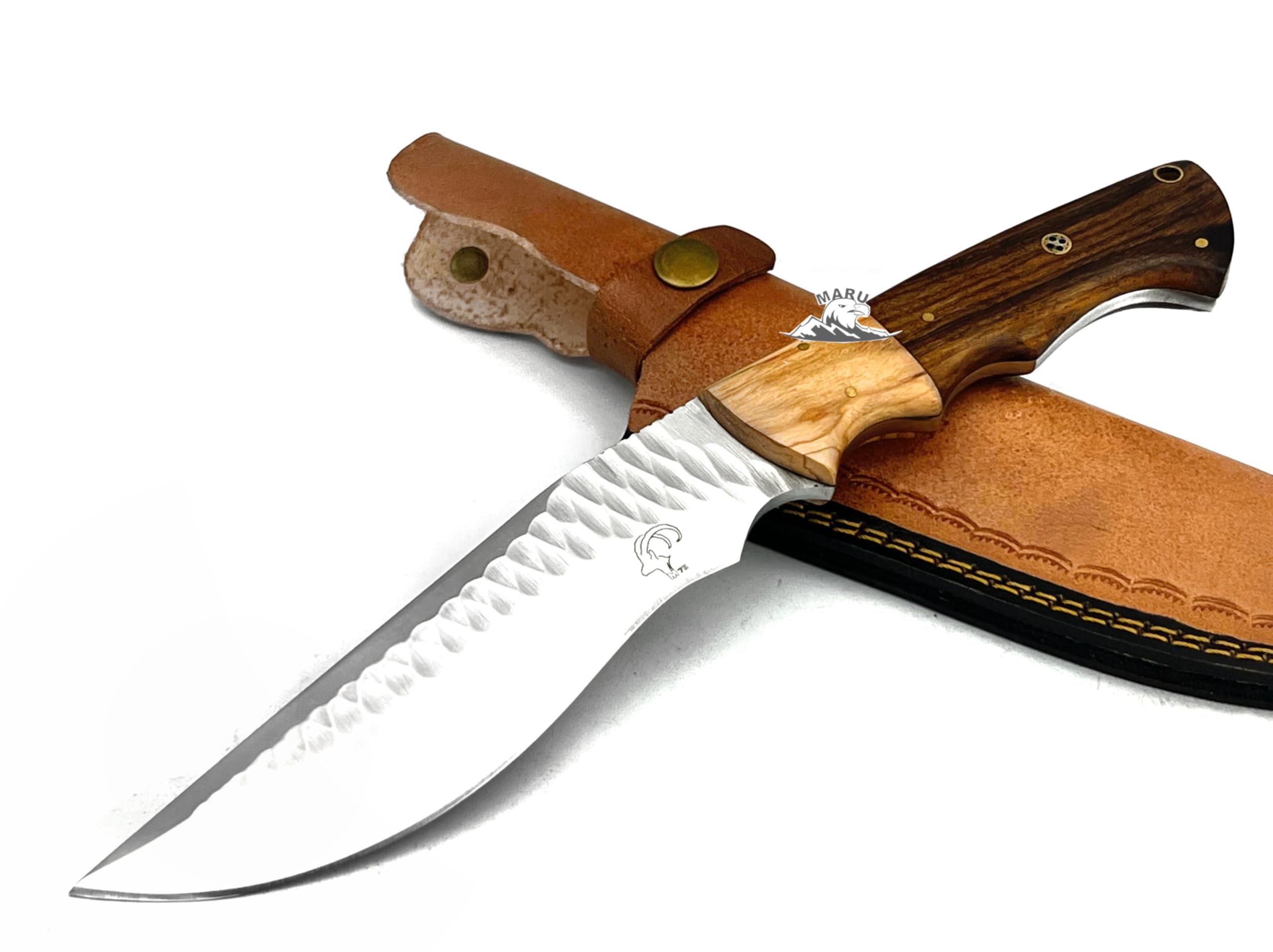 Coltello Artigianale in Acciaio Inox Manico Legno Lama Fissa-Coltello da Caccia Coltello da Collezione Coltello BUSHCRAFT