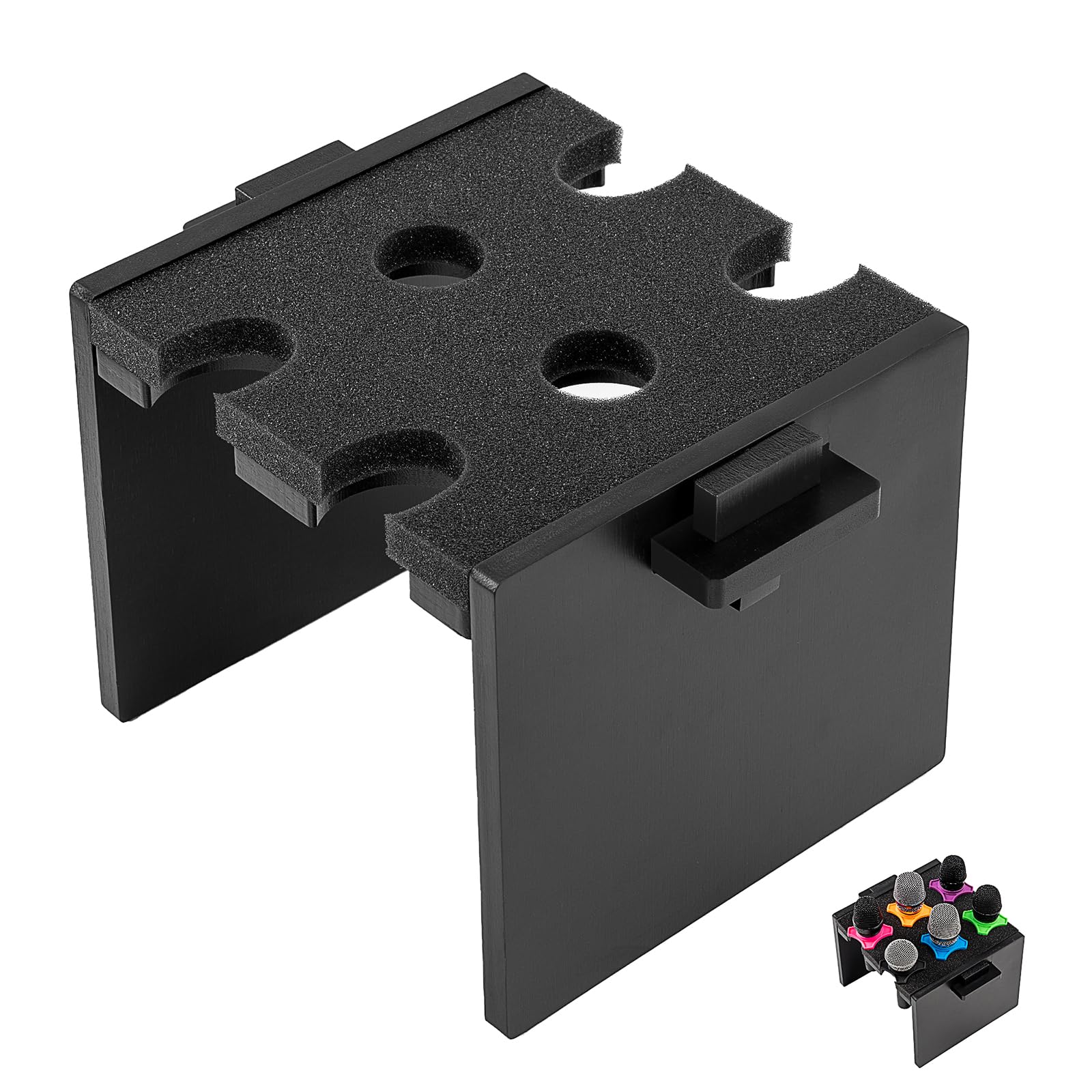 Multi Microphone Holder Holds Up To 6 Wired Or Wireless Mics (Black)