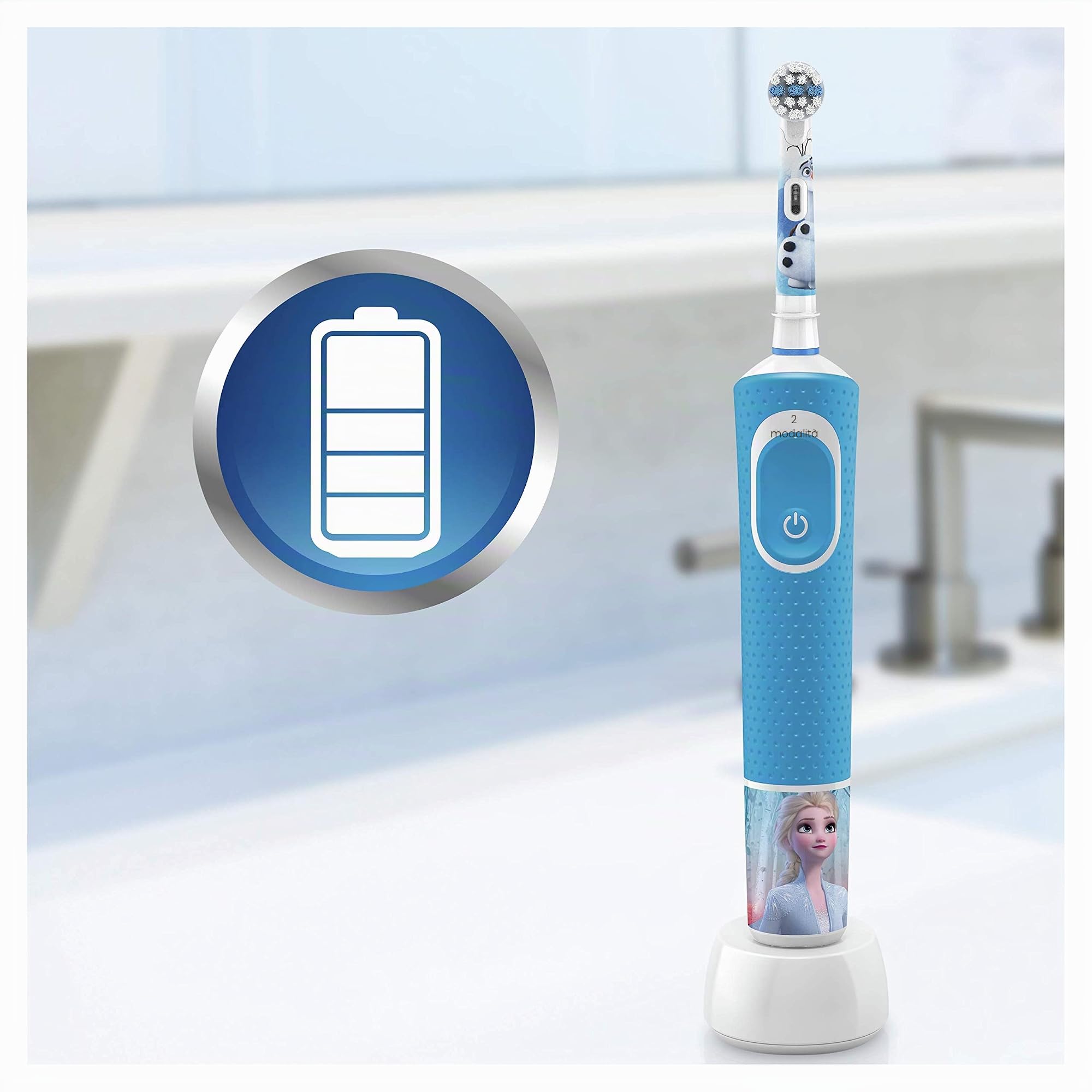 Oral-B Kids Spazzolino Elettrico Ricaricabile, 1 Manico con Personaggi Disney Pixar Frozen, 2 Testine di Ricambio, per Età da 3 Anni