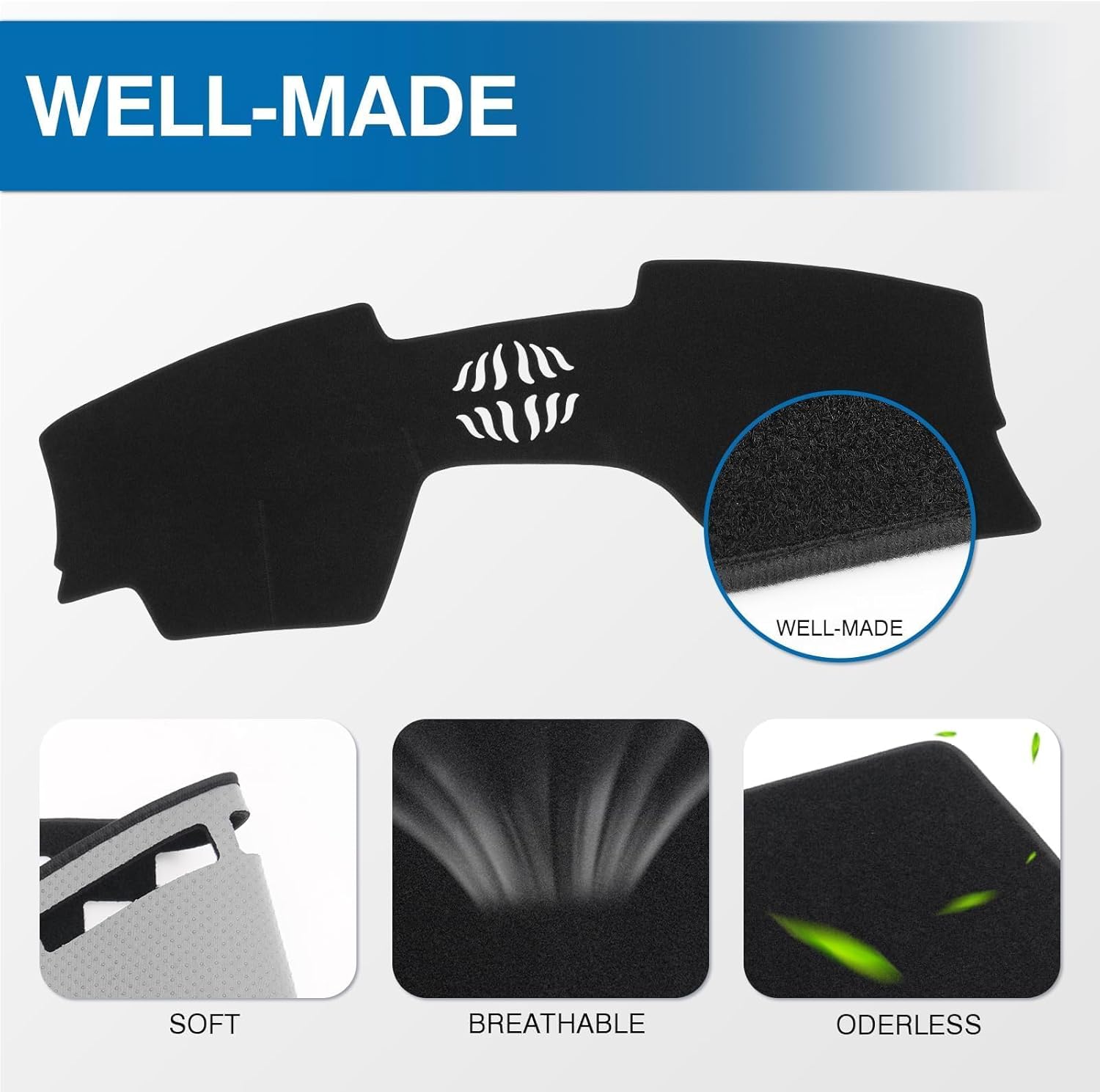 KUST Black Dash Cover for Mazda3 Hatchback, Sedan 2019-2024 2025 2026 (Without HUD) Polyester Dashboard Cover Non-Slip Center Console Dash Cover Interior Accessories for Mazda3 Custom Fit No Glare