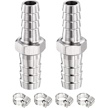 METALLIXITY 2pcs 304 Stainless Steel Hose Barb to Adapter 1"25.5mm Barb x 3/4"20mm with 4pcs Hose Clamp for Automotive, Motorcycle, Marine, Truck, RV Fuel Systems