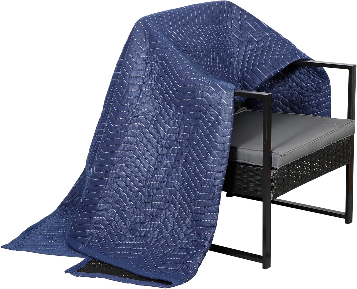 Nouva Moving Blankets 12 Pack, Heavy Duty 72" x 80" (35lb/dz) Packing Blankets Furniture Blankets Furniture Moving Pads for Protecting Furniture Moves & Storage, Deep Blue and Black