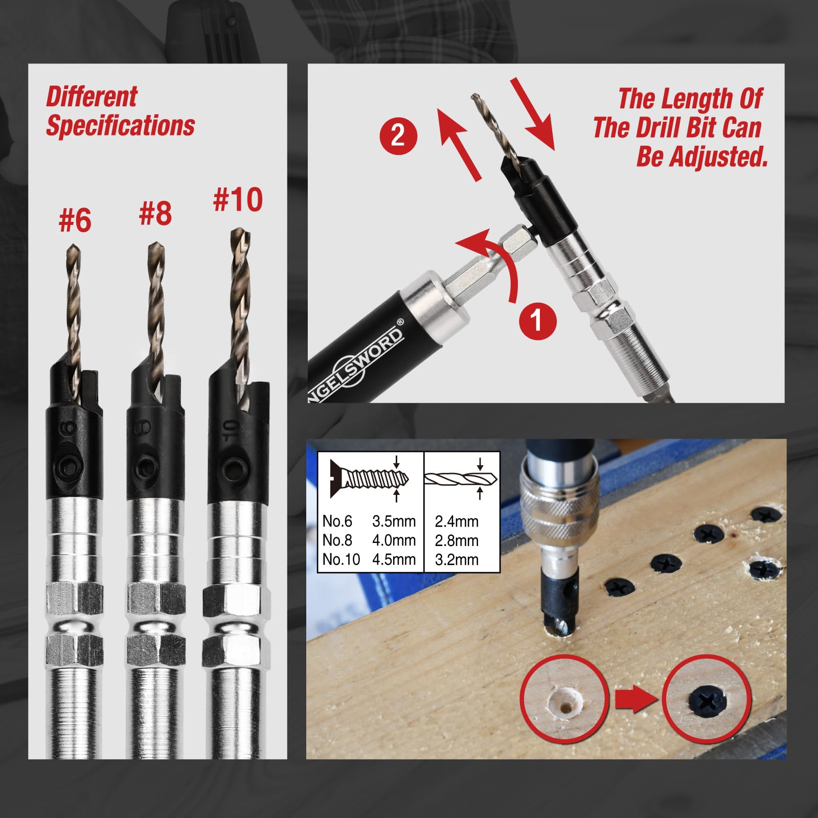 ANGELSWORD Countersink Drill Bit Set - Quick Flip -5