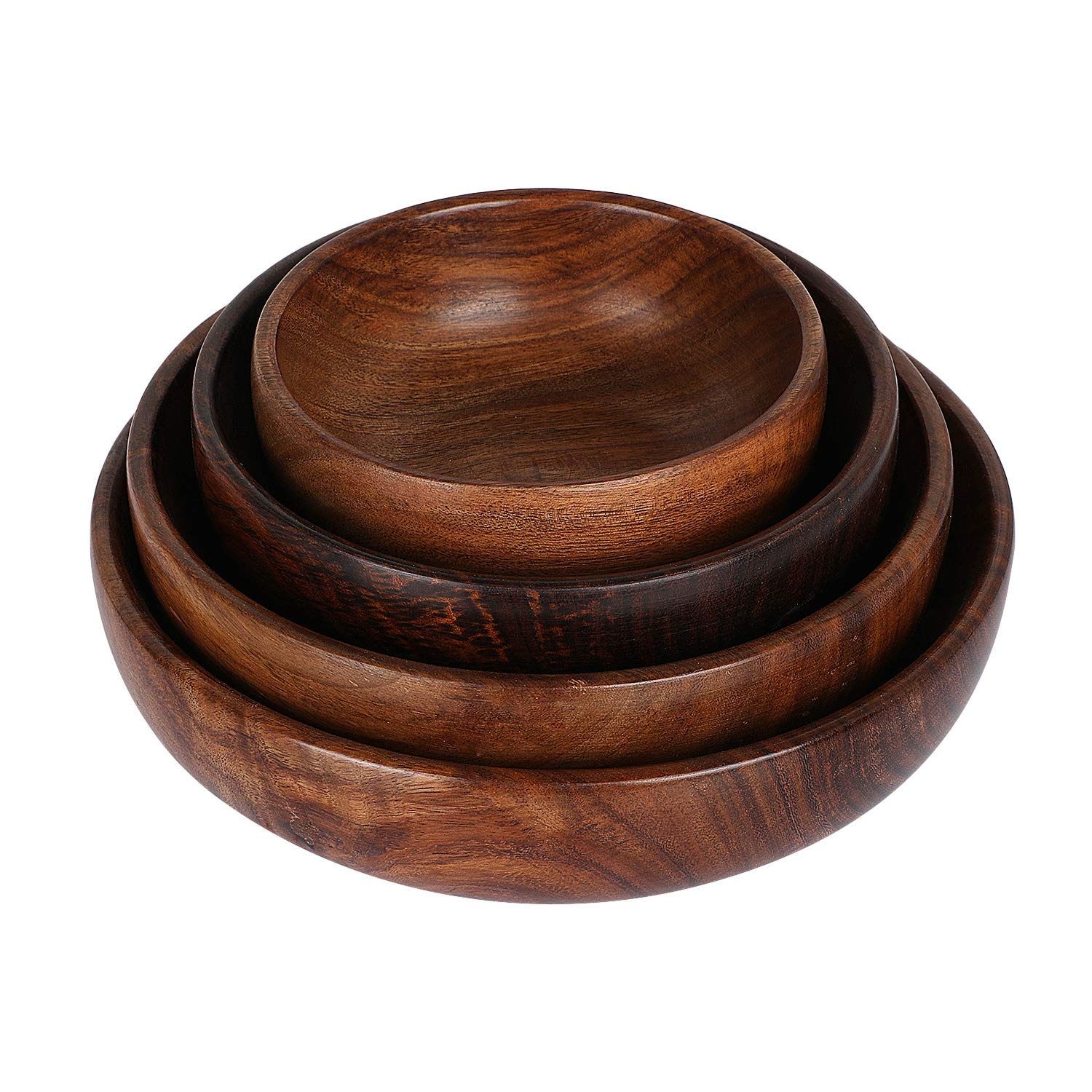 Naayaab CraftWood Classic Serving Bowl, Set of 4, Brown