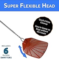 Vista 5 de W4W, Matamoscas Bug & Fly Swatter con mango de metal trenzado, paquete de 6 matamoscas para interiores y exteriores